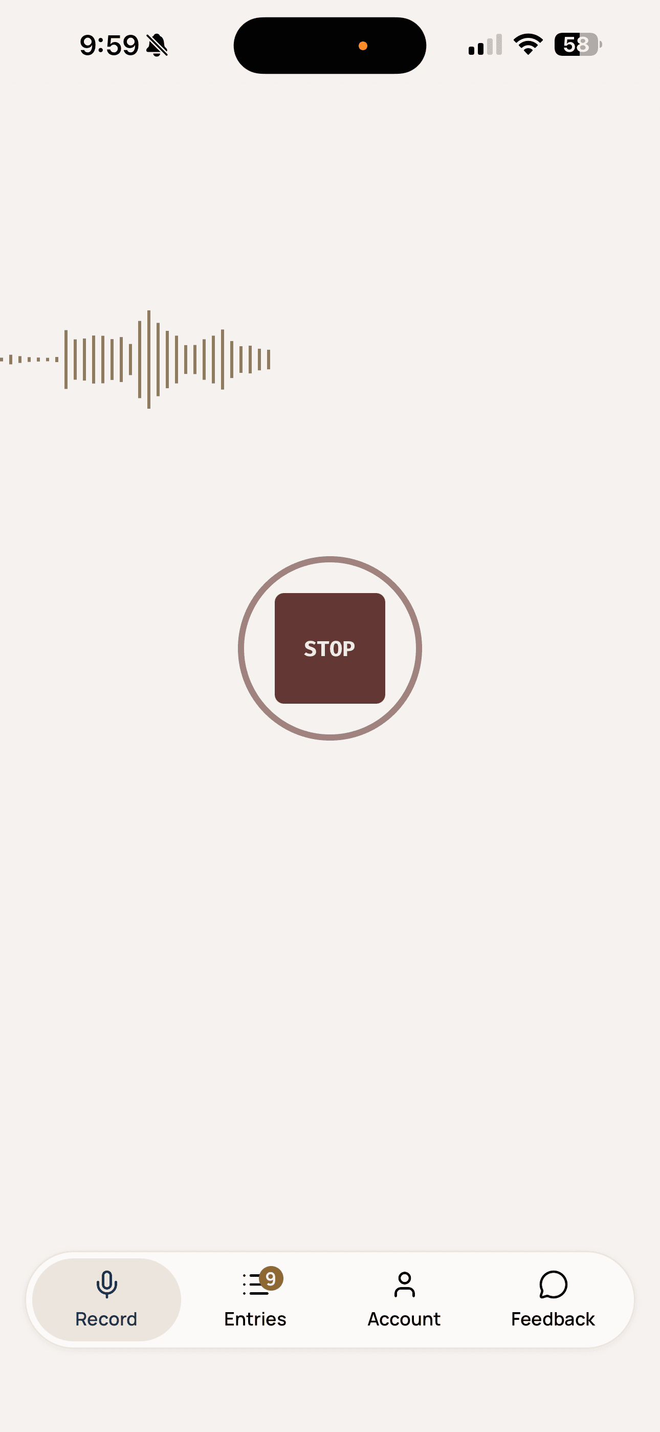 CaseClock app — voice time entry screen